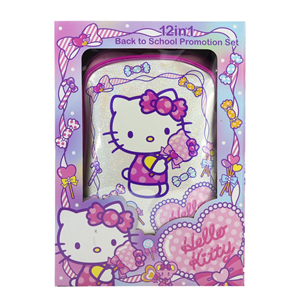 ست 12 در 1 کوله پشتی چرخدار 40 سانتی هلو کیتی مدل Rainbow Max - Backpack - Trolly Bag - Promotion Items 12 in 1 - Hello Kitty _کیف مدرسه